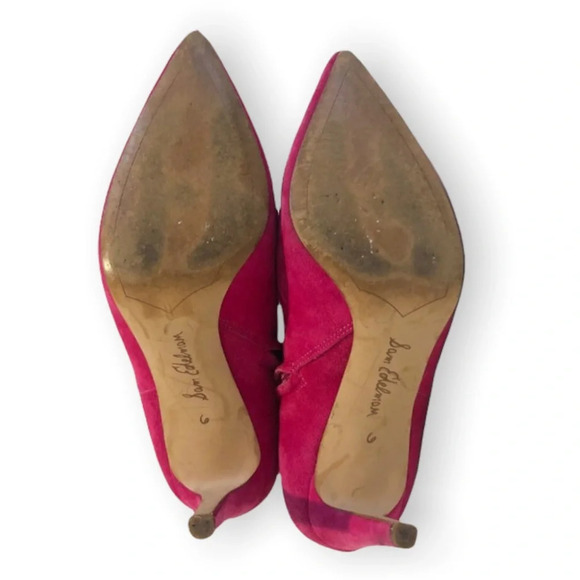 Sam Edelman Colorful Bold Hot Pink Suede Pointed Toe Ankle Booties Women's 6 - Picture 8 of 11
